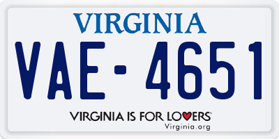VA license plate VAE4651