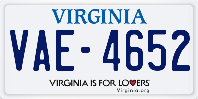 VA license plate VAE4652