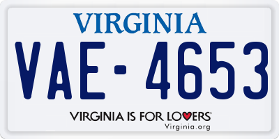 VA license plate VAE4653