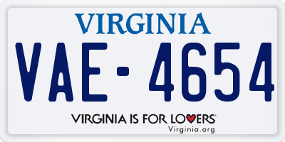 VA license plate VAE4654
