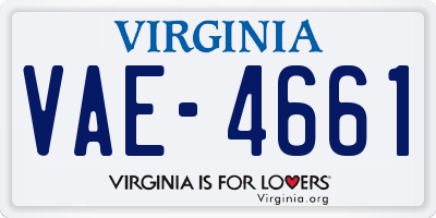 VA license plate VAE4661