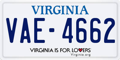 VA license plate VAE4662