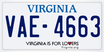 VA license plate VAE4663