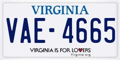 VA license plate VAE4665
