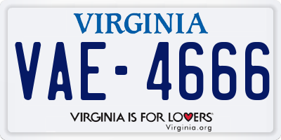 VA license plate VAE4666