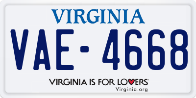 VA license plate VAE4668
