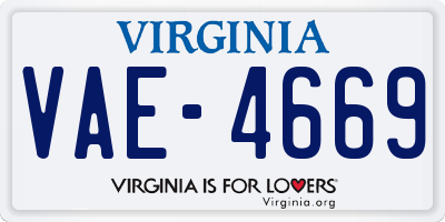 VA license plate VAE4669