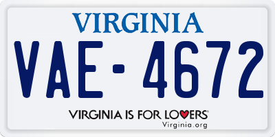 VA license plate VAE4672