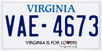 VA license plate VAE4673