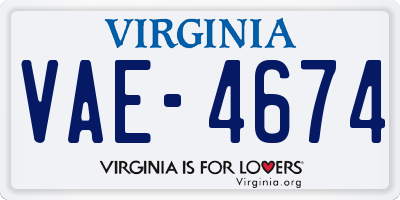 VA license plate VAE4674