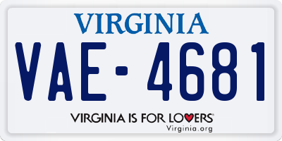 VA license plate VAE4681