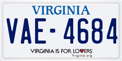 VA license plate VAE4684