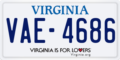 VA license plate VAE4686