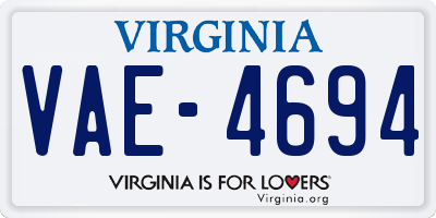 VA license plate VAE4694