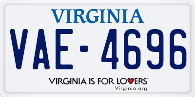 VA license plate VAE4696