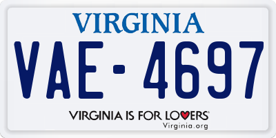 VA license plate VAE4697
