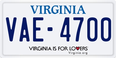 VA license plate VAE4700