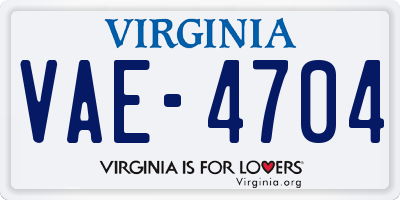 VA license plate VAE4704