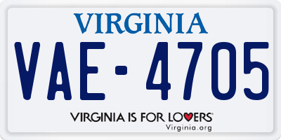 VA license plate VAE4705