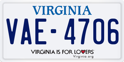VA license plate VAE4706