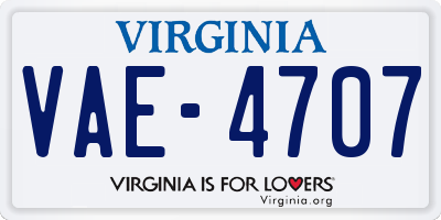 VA license plate VAE4707