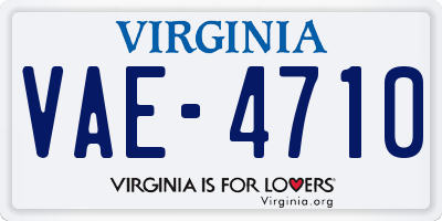 VA license plate VAE4710