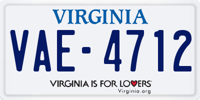 VA license plate VAE4712