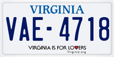 VA license plate VAE4718