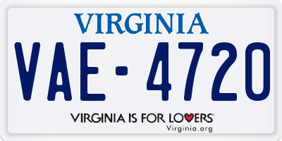 VA license plate VAE4720