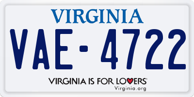 VA license plate VAE4722