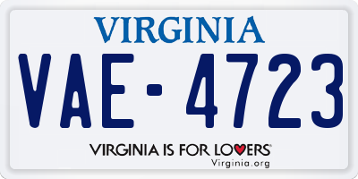 VA license plate VAE4723