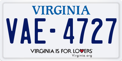 VA license plate VAE4727