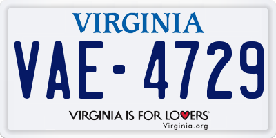 VA license plate VAE4729