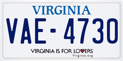 VA license plate VAE4730
