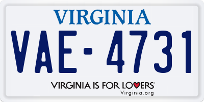 VA license plate VAE4731