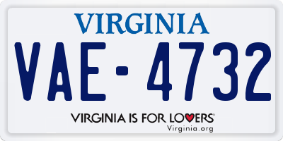 VA license plate VAE4732