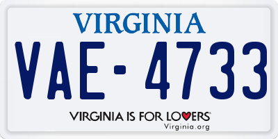 VA license plate VAE4733