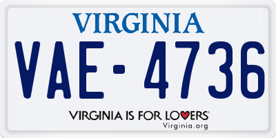 VA license plate VAE4736
