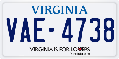 VA license plate VAE4738