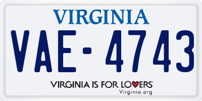 VA license plate VAE4743