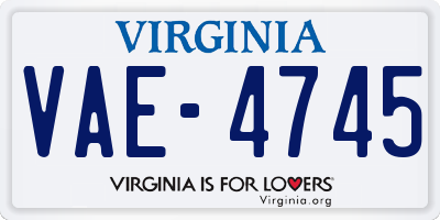 VA license plate VAE4745