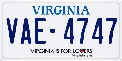 VA license plate VAE4747