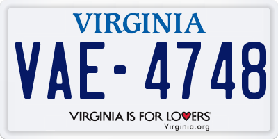 VA license plate VAE4748