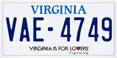 VA license plate VAE4749