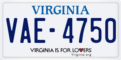 VA license plate VAE4750