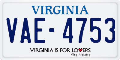 VA license plate VAE4753