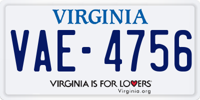 VA license plate VAE4756