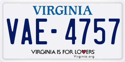 VA license plate VAE4757