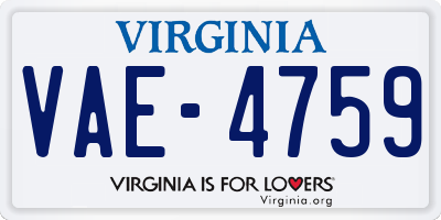 VA license plate VAE4759