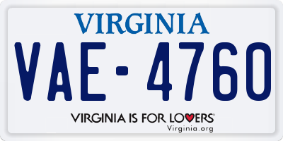VA license plate VAE4760